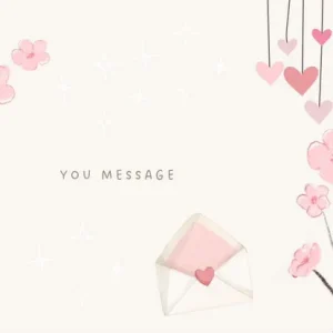 بطاقة وردية أنثوية مرسومة بالزهور والمظروف، مثالية لكتابة رسالة حب أو امتنان. تصميم ناعم وعاطفي من كاندل لاب.